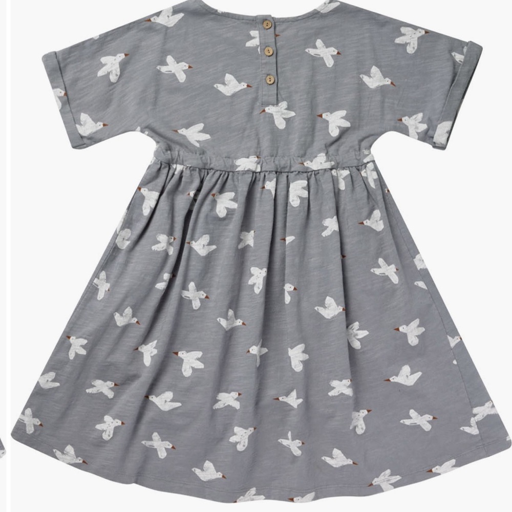 Rylee + Cru Kat T-Shirt Dress and Bloomer Set in Dusty Blue Bird